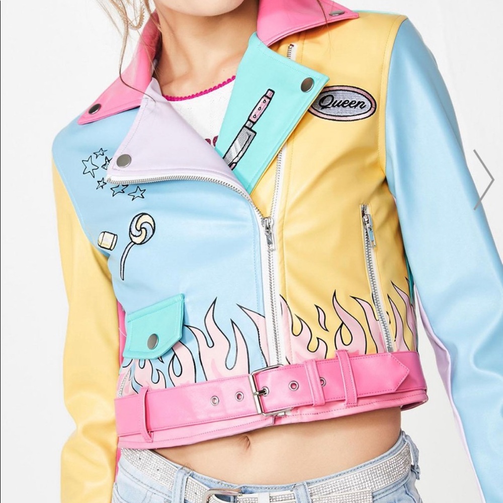 ISO Dolls kill sugar thrillz pastel leather jacket